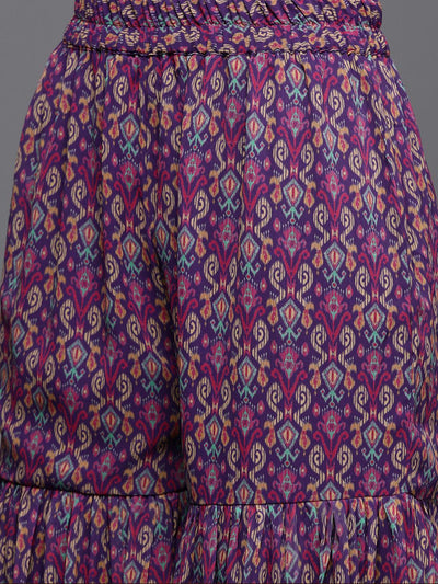 Purple Printed Georgette Suit Set - Libas