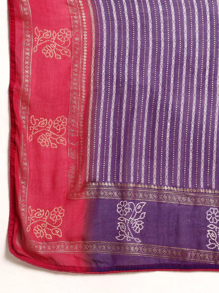 Purple Printed Georgette Saree - Libas