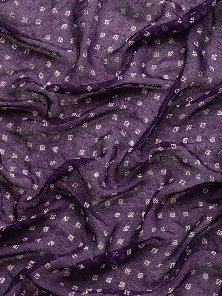 Purple Printed Georgette Saree - Libas