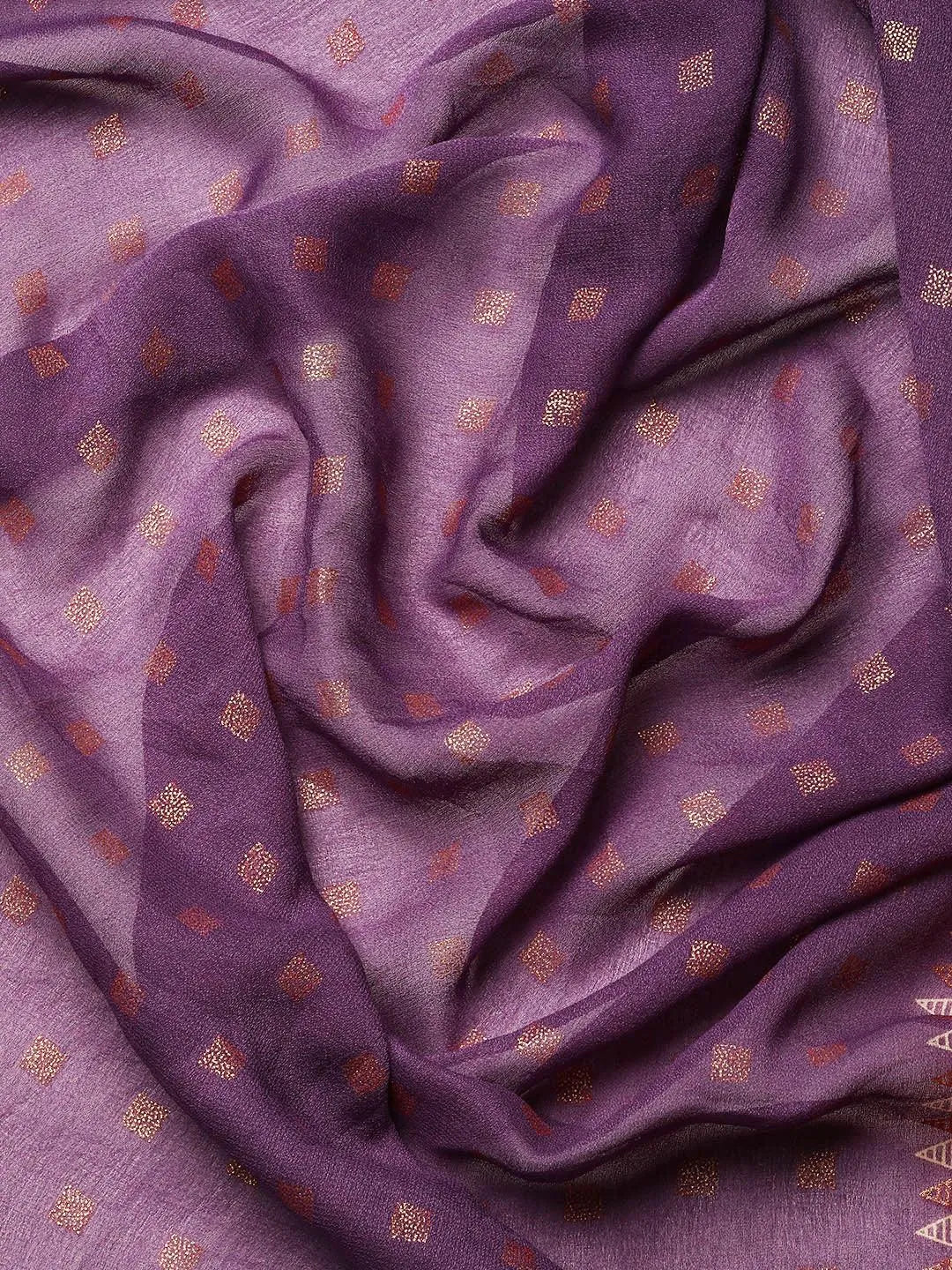 Purple Printed Georgette Saree - Libas 