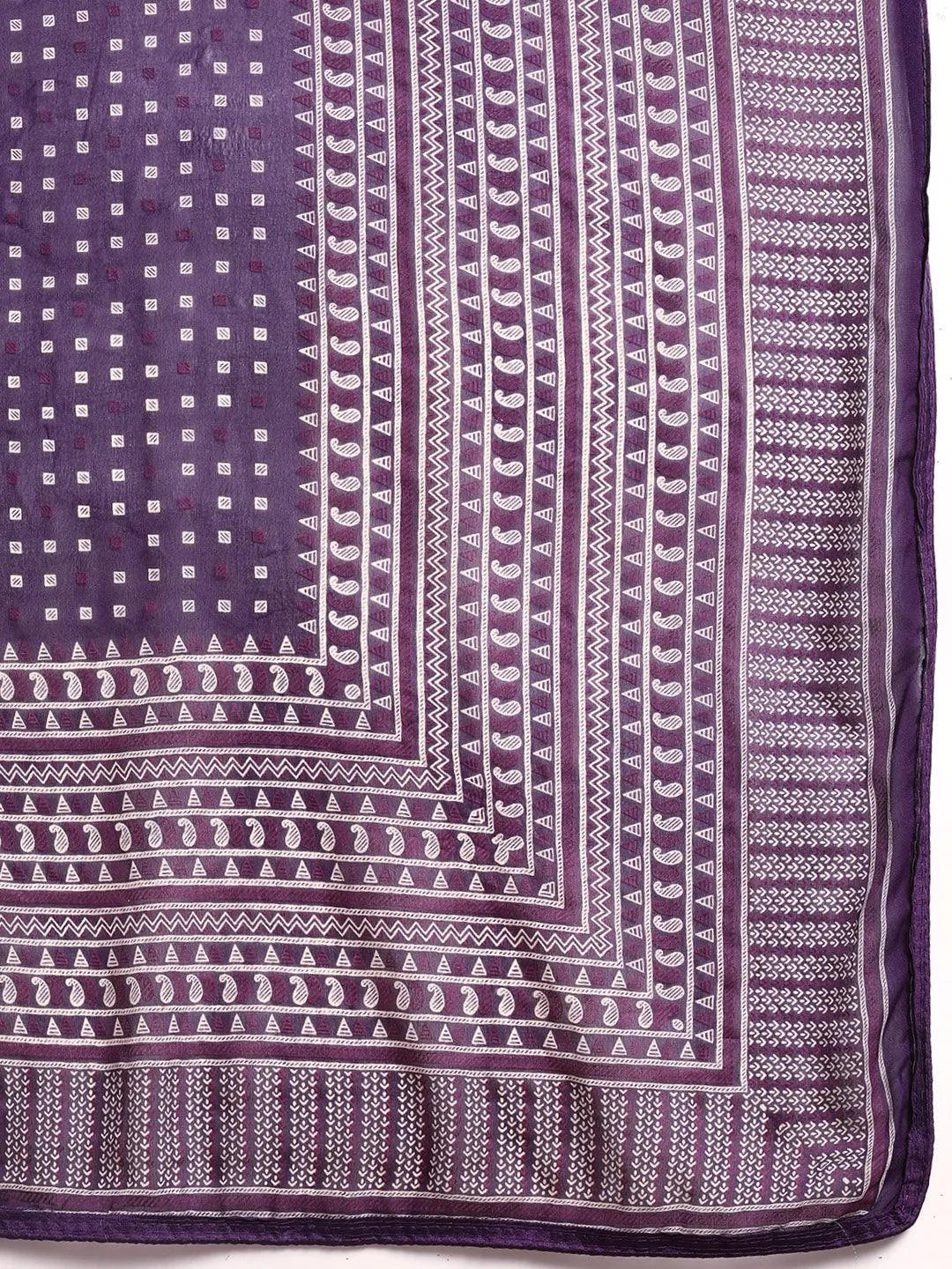 Purple Printed Georgette Saree - Libas