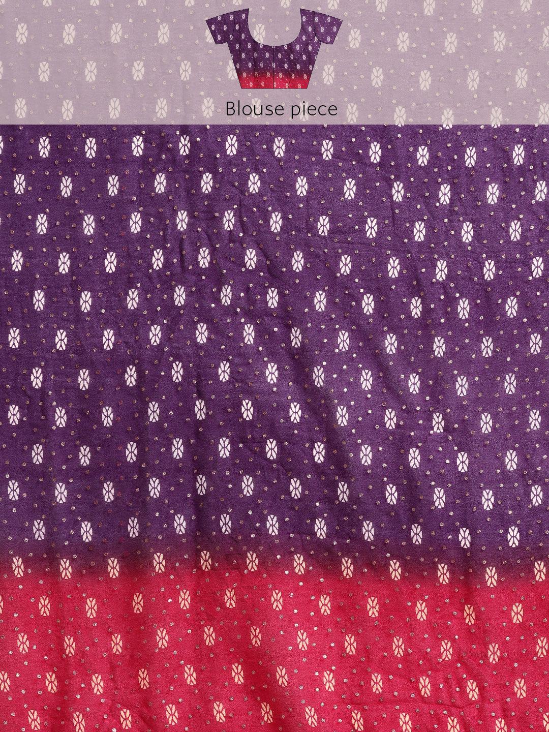 Purple Printed Georgette Saree