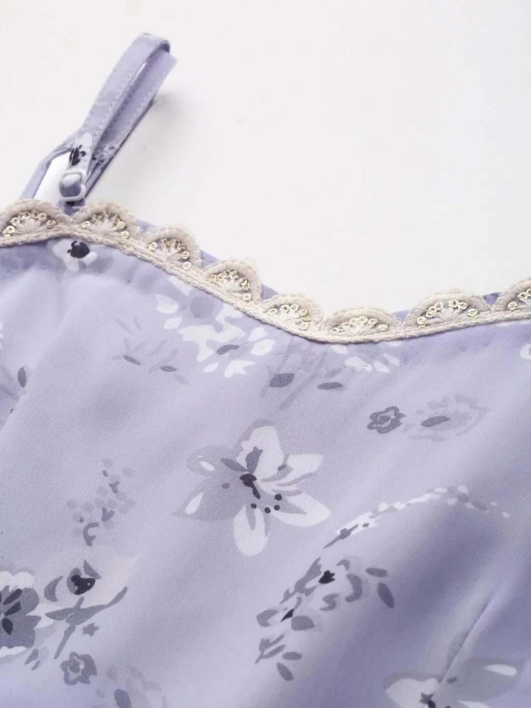 Purple Printed Georgette Saree - Libas 