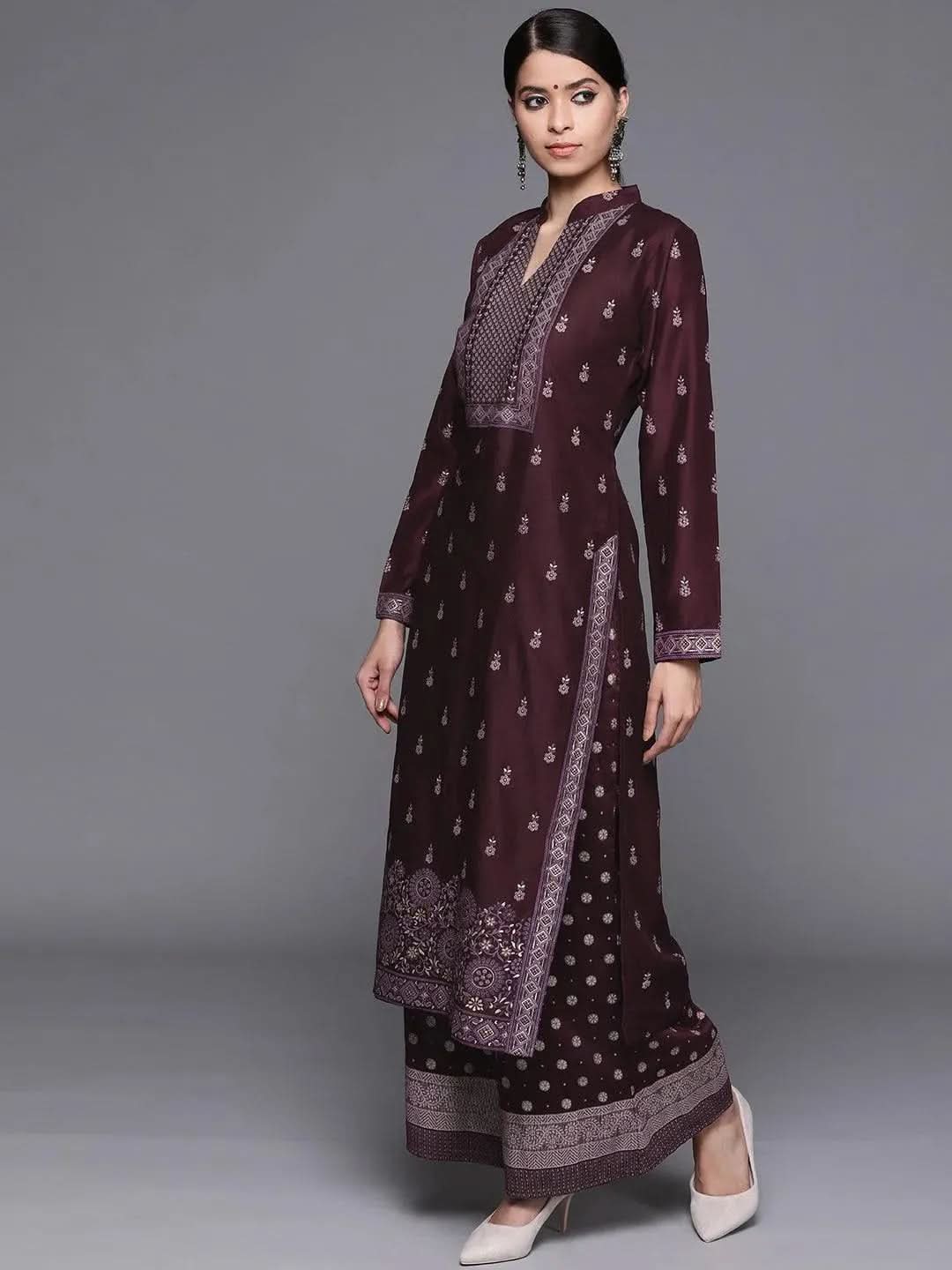 

Buy Purple Printed Silk Blend Suit Set - 20277O-XS | Libas Ethnic Wear Online