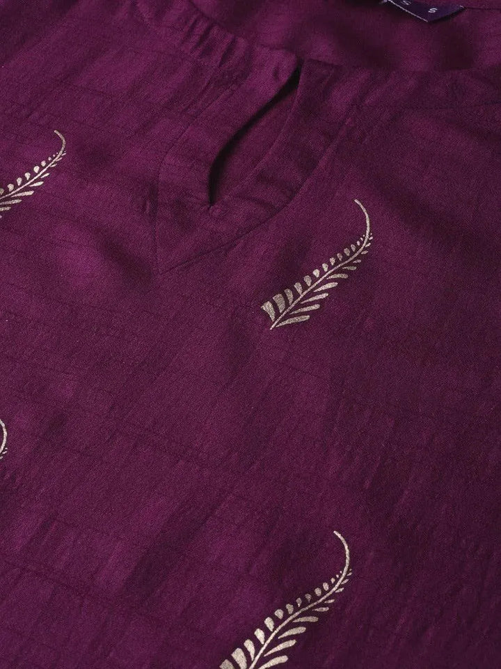 Purple Self Design Chanderi Kurta - Libas