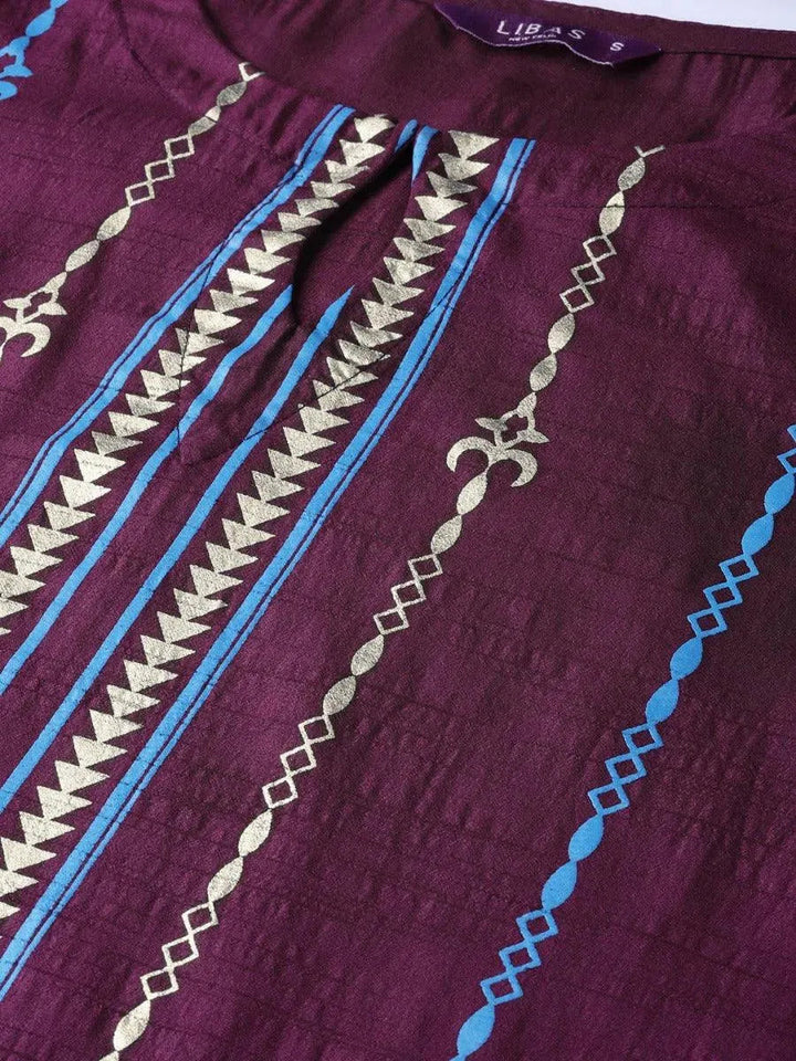 Purple Self Design Chanderi Kurta - Libas