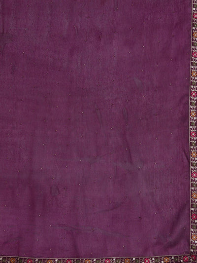 Purple Self Design Silk Anarkali Suit Set - Libas