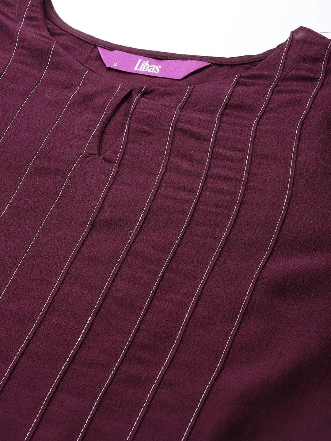 Purple Solid Chanderi Silk Kurta - Libas