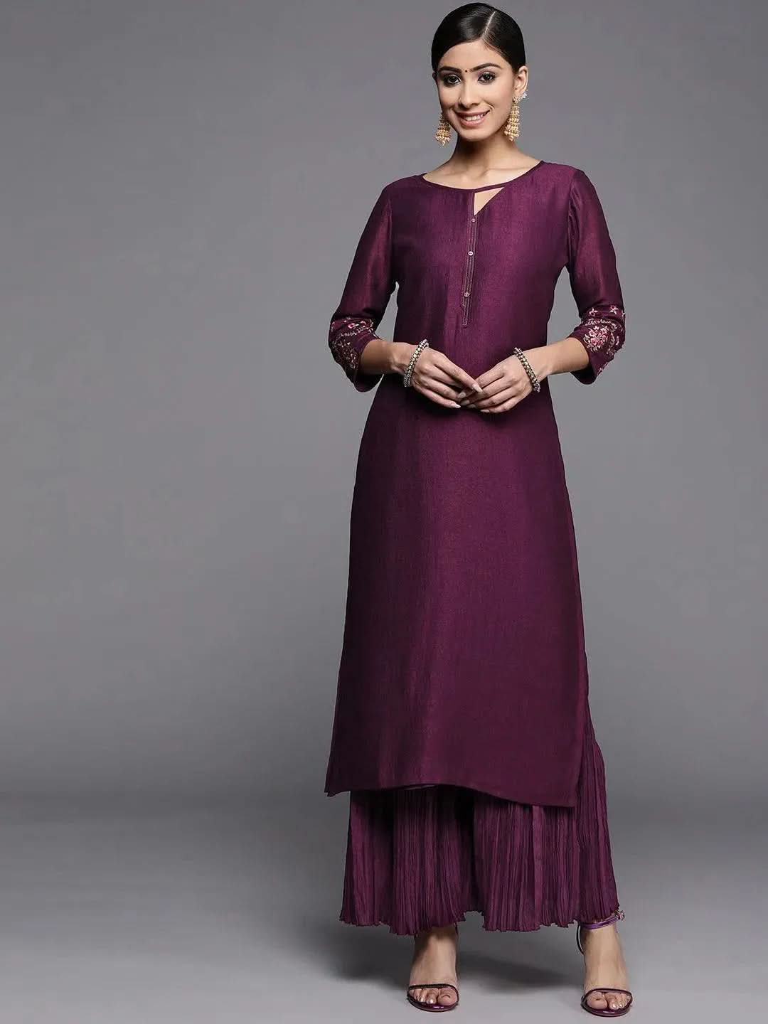 

Purple Solid Silk Kurta