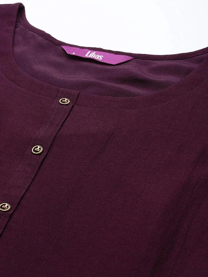 Purple Solid Silk Kurta - Libas