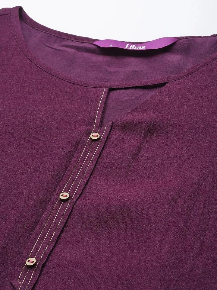 Purple Solid Silk Kurta - Libas