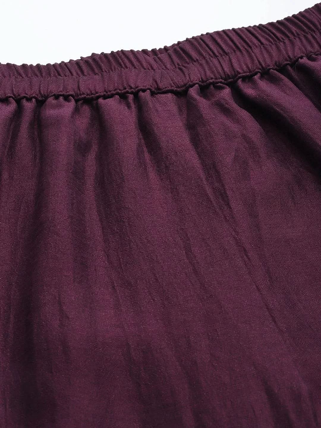 Purple Solid Silk Palazzos - Libas 