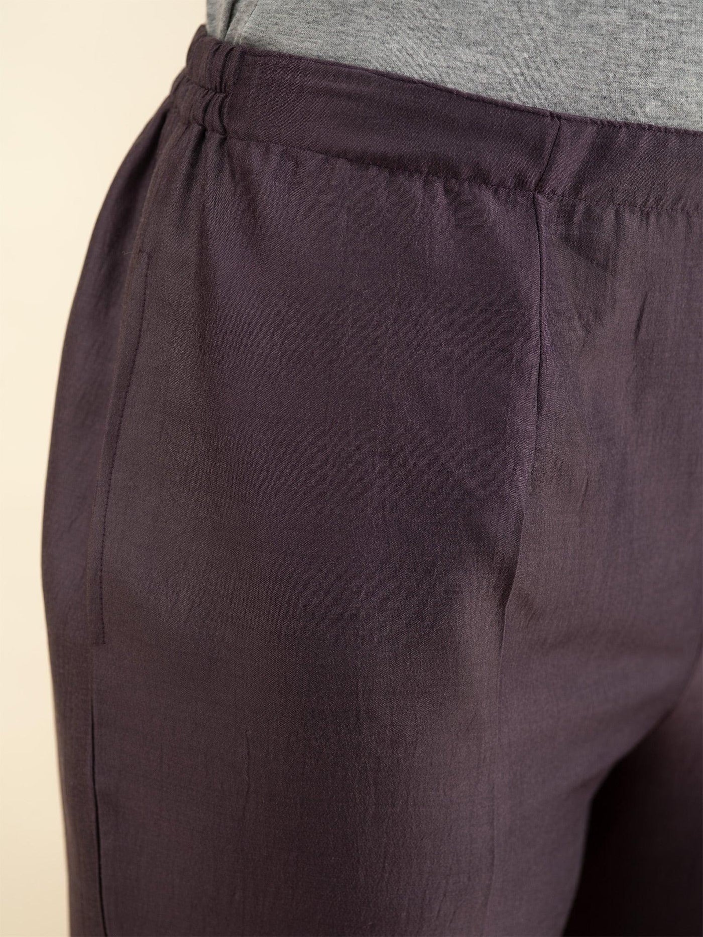 Purple Solid Silk Trousers - Libas