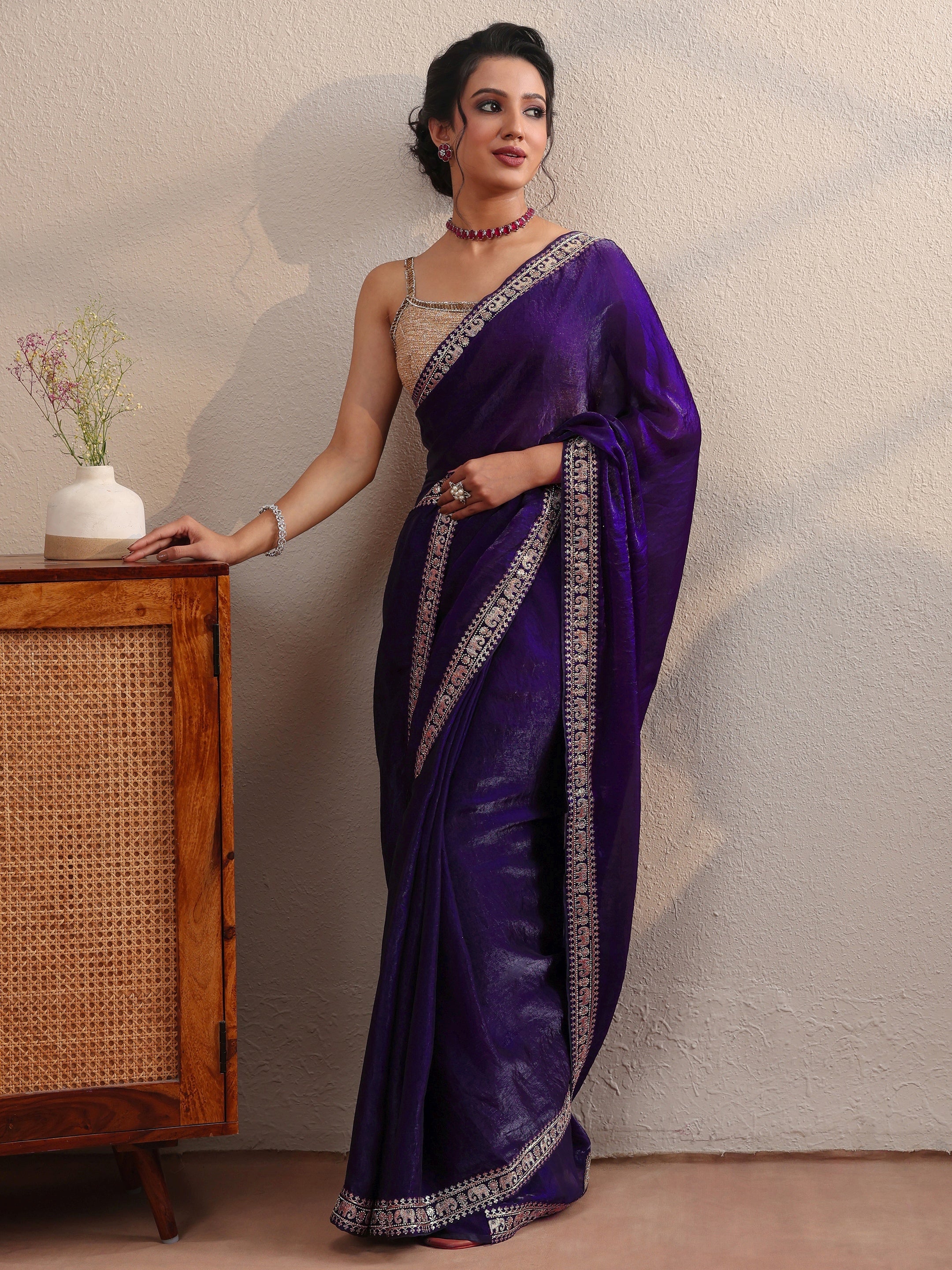 libas Purple Tissue Saree With Embellished Border-picture-51