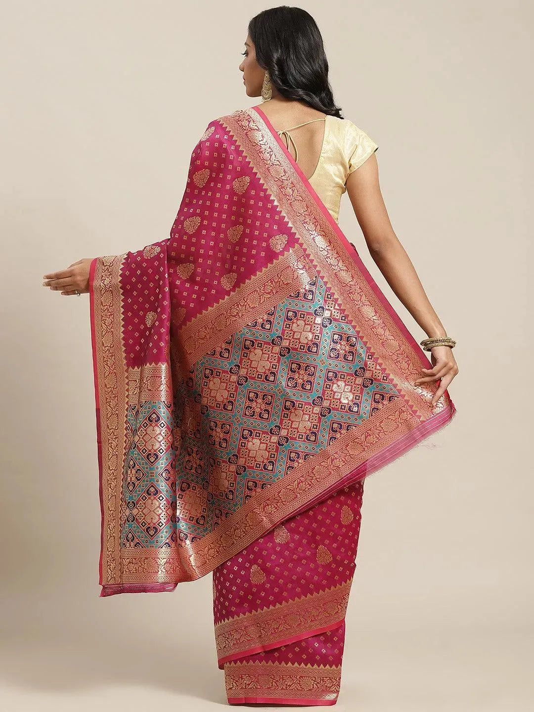 Purple Woven Design Brocade Saree - Libas 