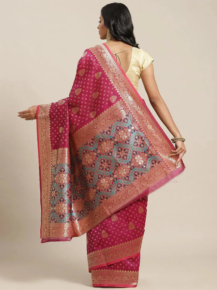 Purple Woven Design Brocade Saree - Libas