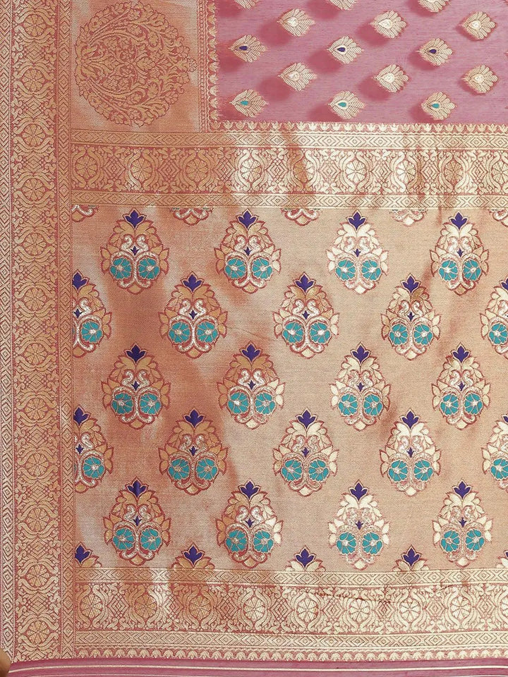 Purple Woven Design Brocade Saree - Libas