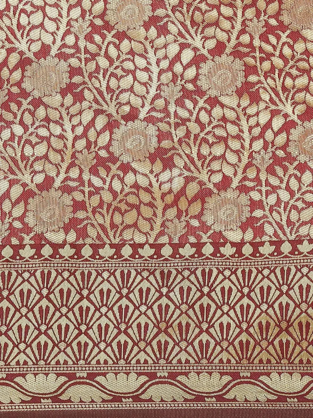 Purple Woven Design Brocade Saree - Libas 