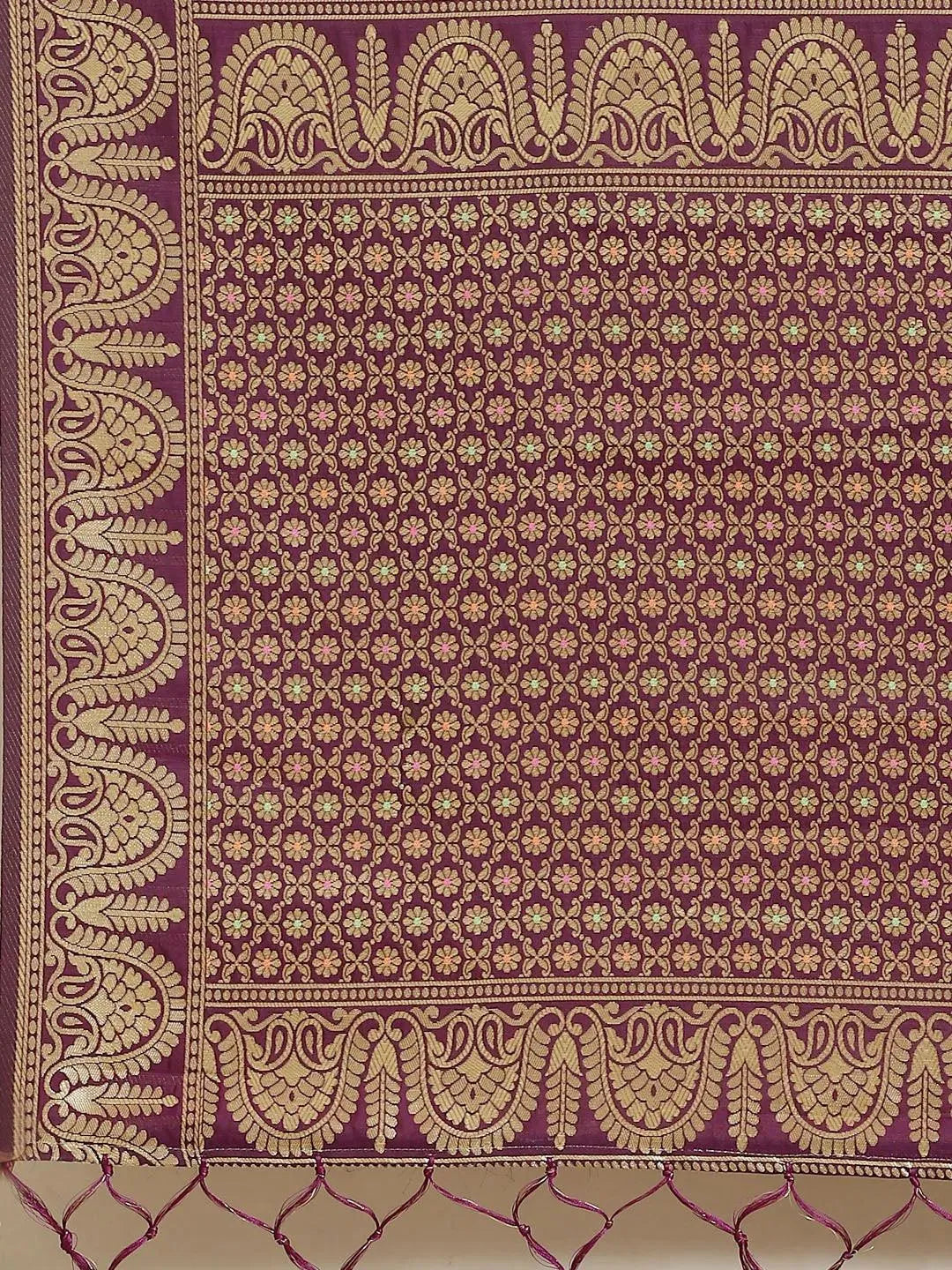 Purple Woven Design Brocade Saree - Libas 