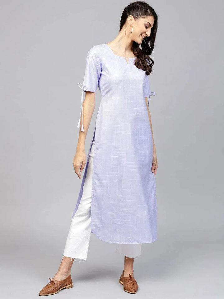Purple Woven Design Cotton Kurta - Libas