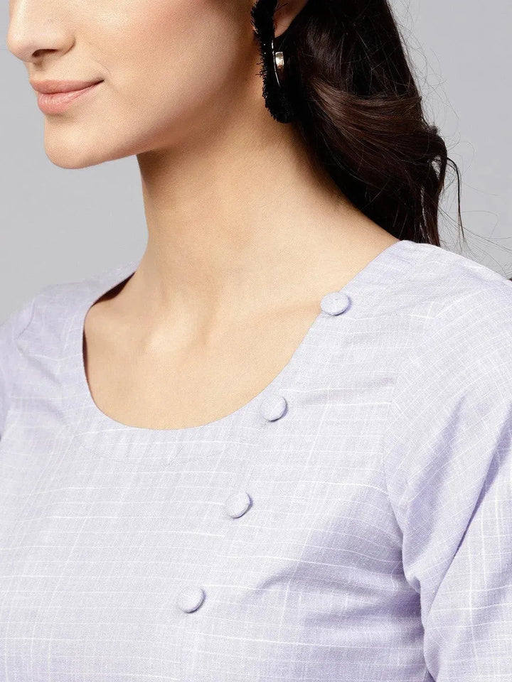 Purple Woven Design Cotton Kurta - Libas