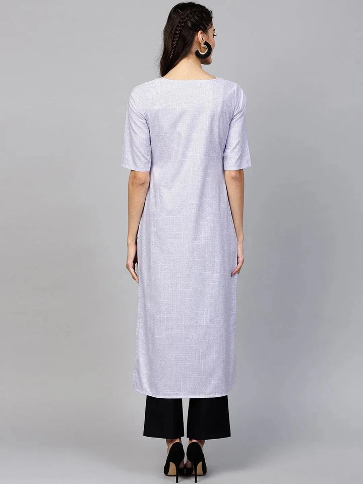 Purple Woven Design Cotton Kurta - Libas