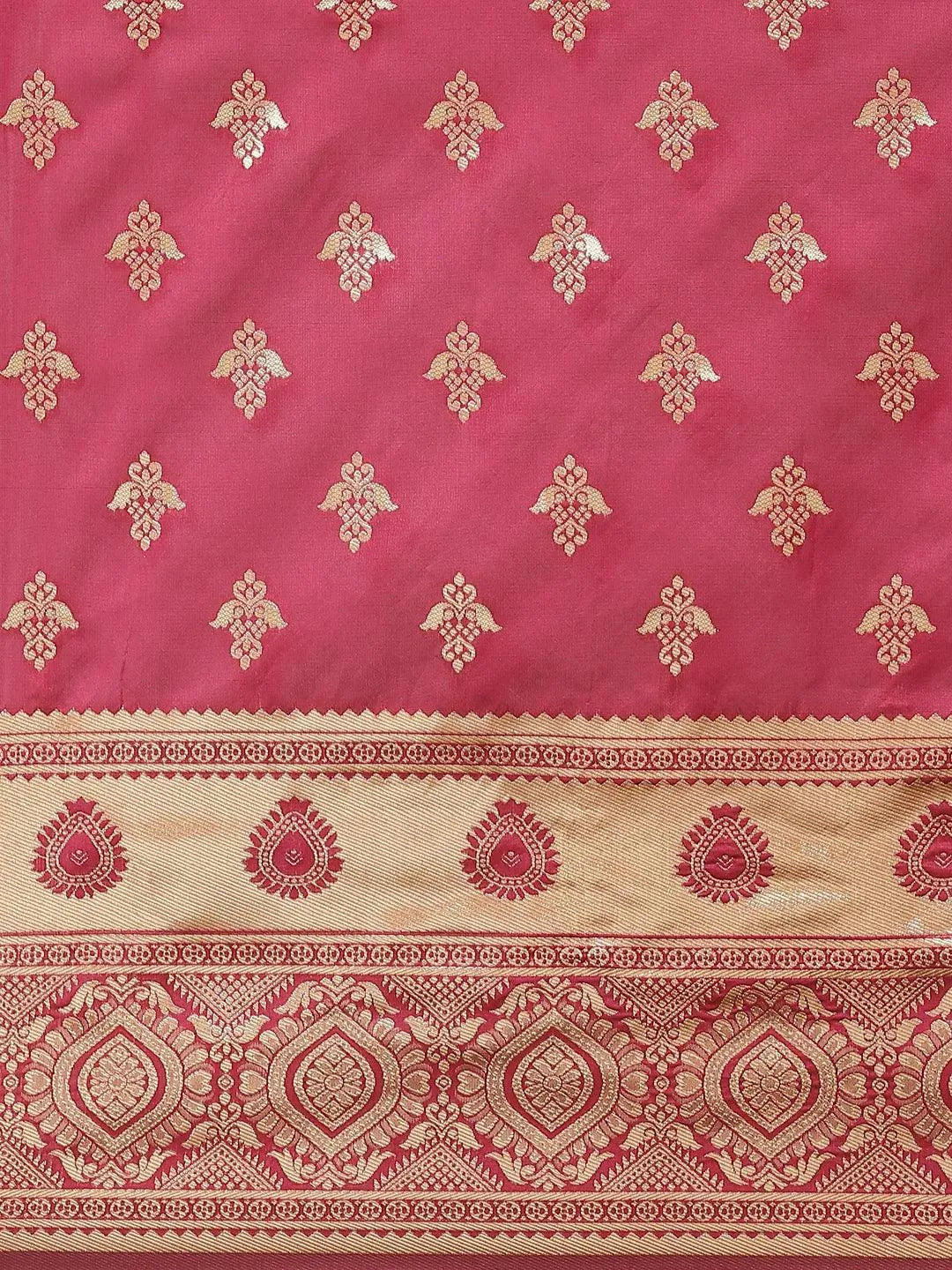 Purple Woven Design Silk Blend Saree - Libas 