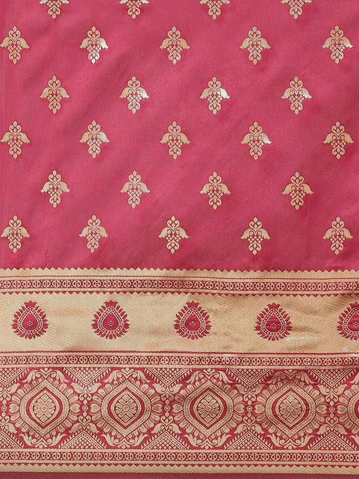 Purple Woven Design Silk Blend Saree - Libas