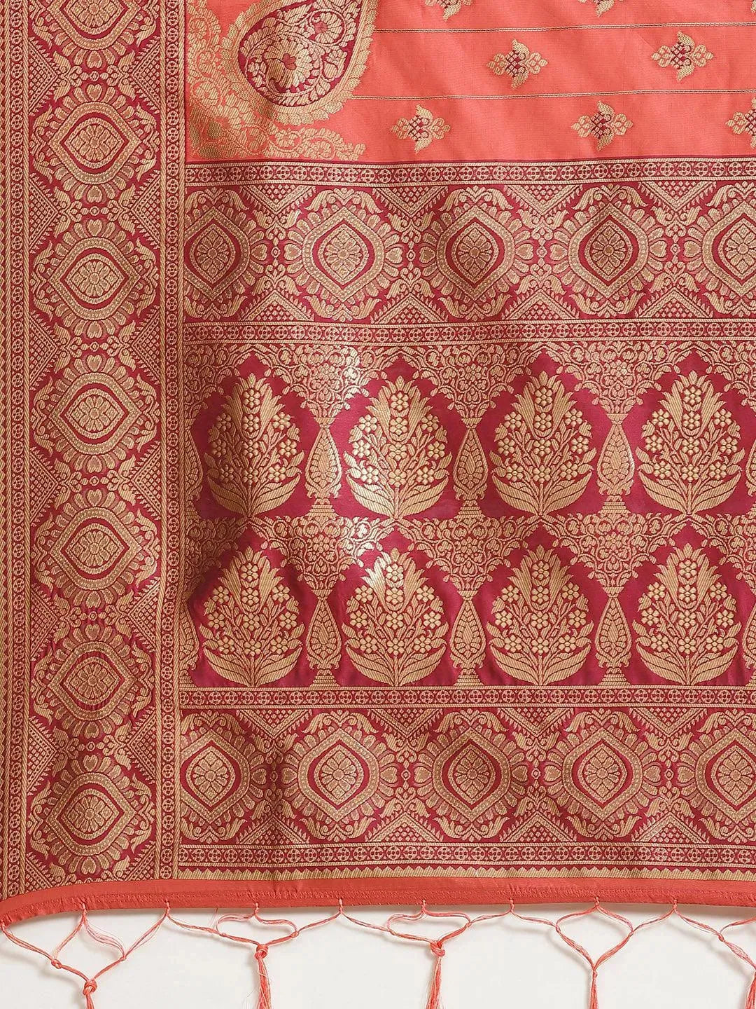 Purple Woven Design Silk Blend Saree - Libas 