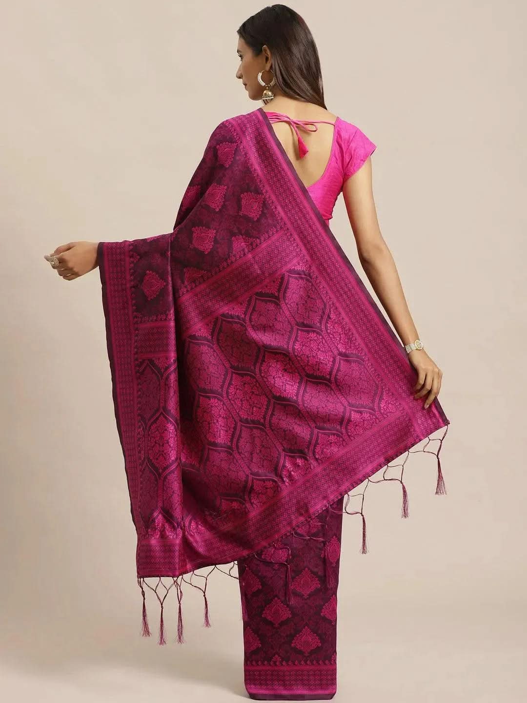 

Purple Woven Design Silk Saree