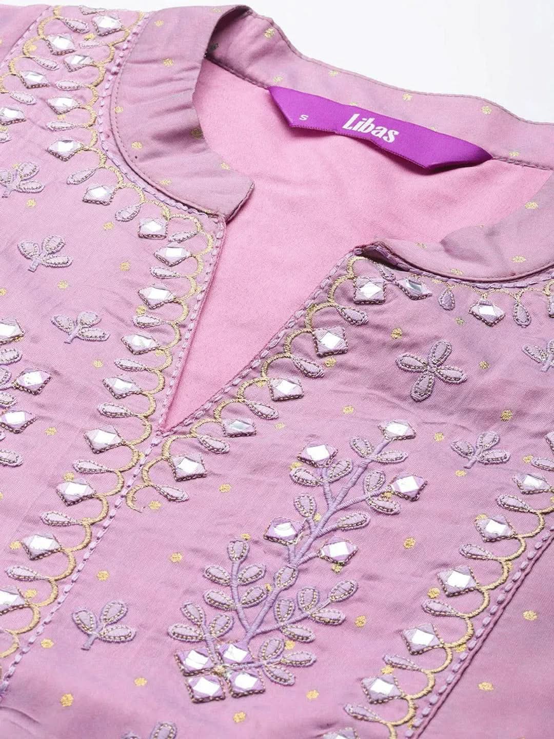 

Purple Yoke Design Art Silk Straight Kurta