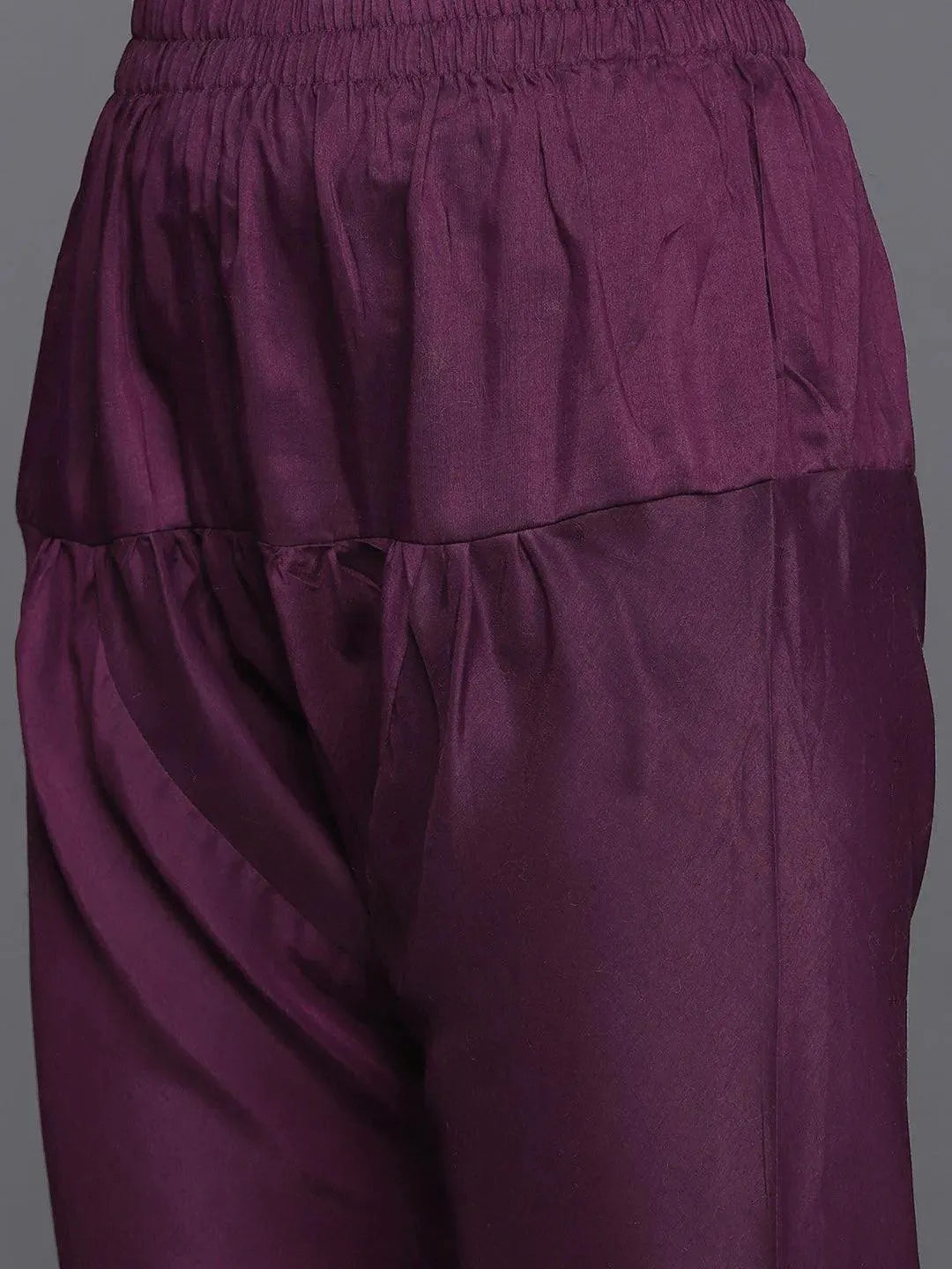 Purple Yoke Design Silk Blend Anarkali Suit Set - Libas 