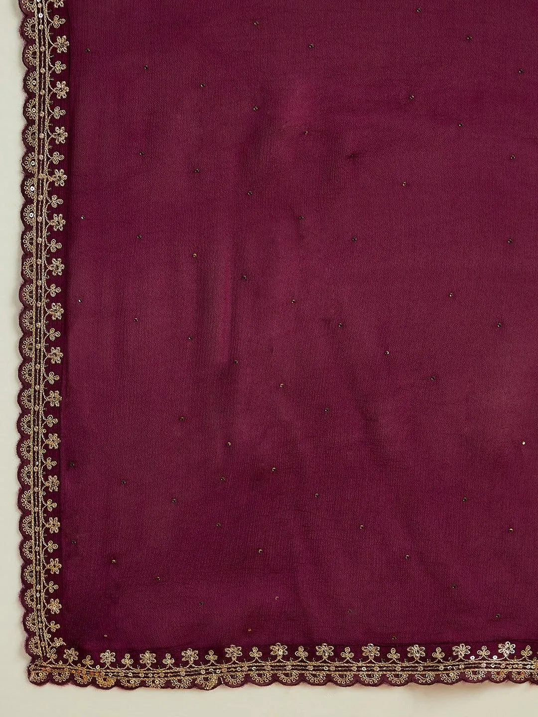 Purple Yoke Design Silk Blend Straight Kurta With Palazzos & Dupatta - Libas 