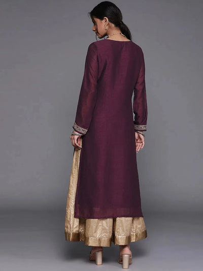 Purple Yoke Design Silk Kurta - Libas