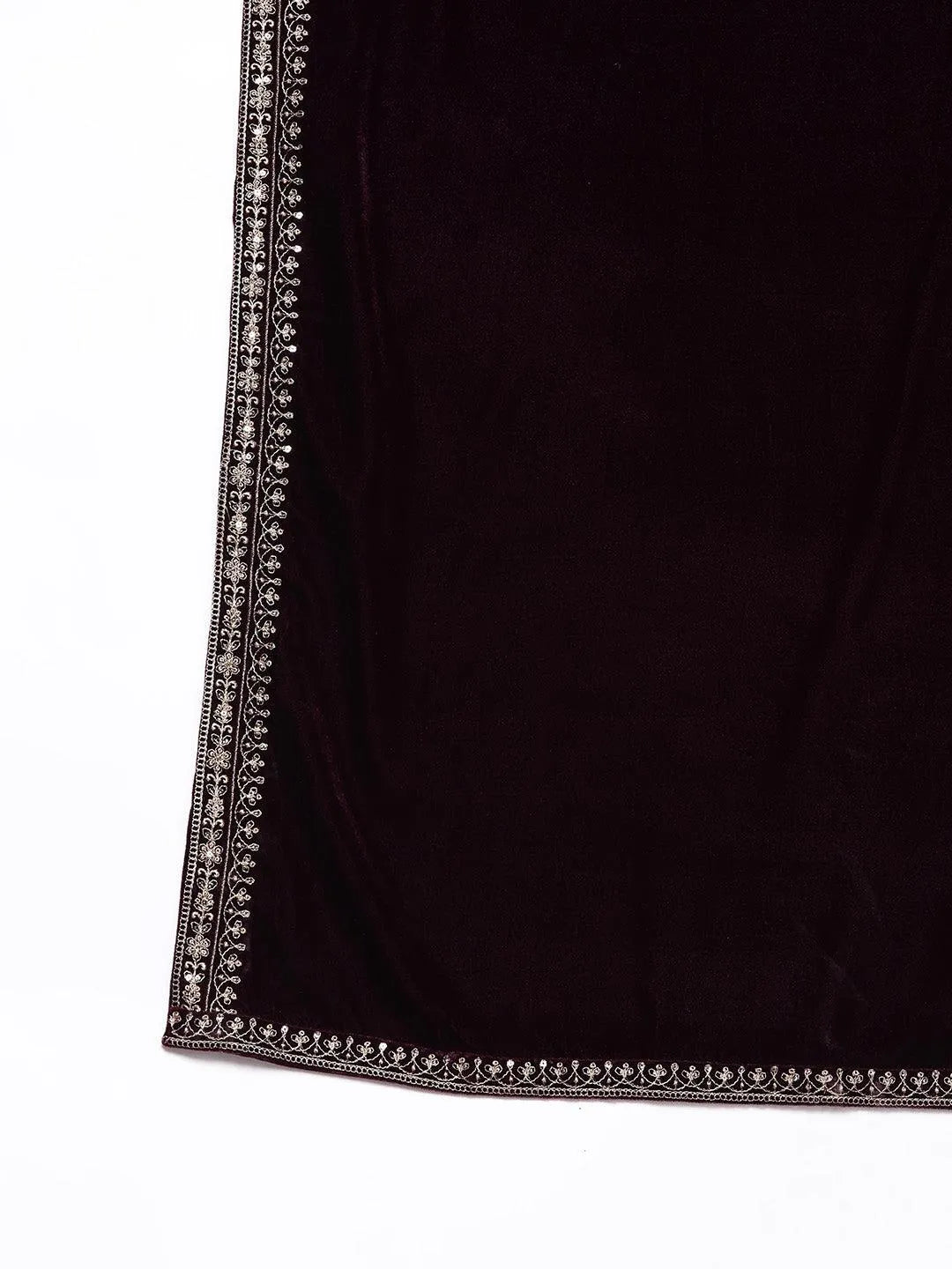Purple Yoke Design Velvet Straight Kurta With Palazzos & Dupatta - Libas 