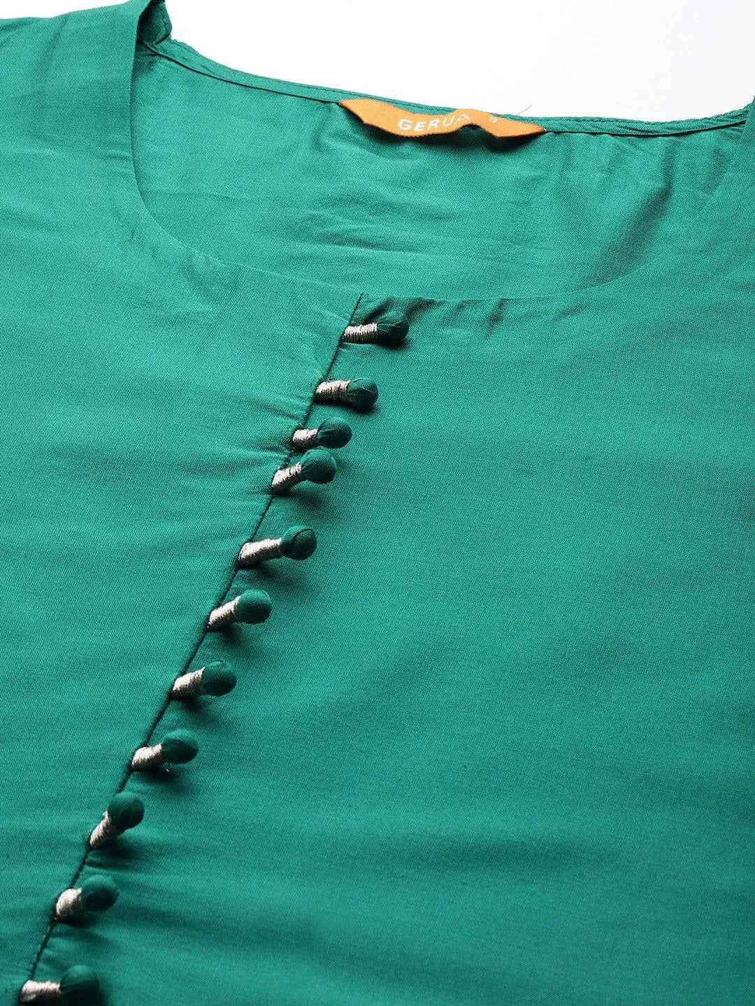 Rama Green Solid Silk Blend Straight Kurta With Trousers & Dupatta - Libas 