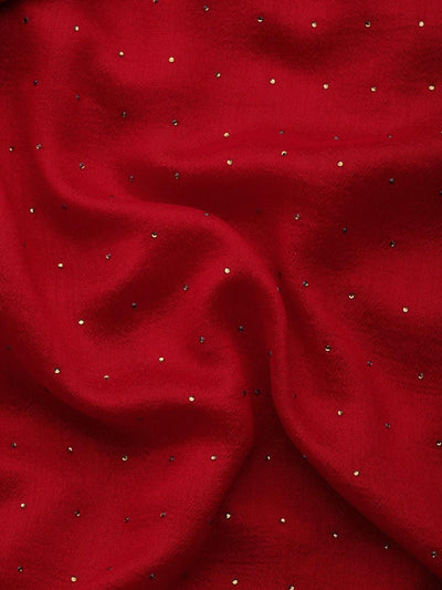 Red Embroidered Silk Blend Saree - Libas