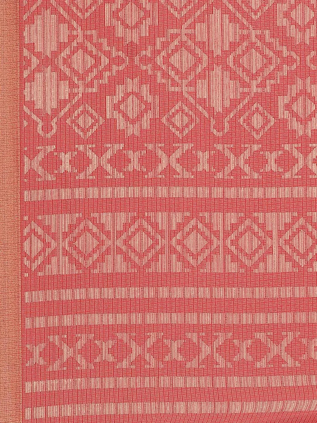 Red Printed Chiffon Saree - Libas 