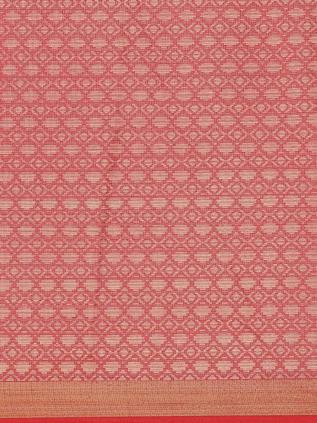 Red Printed Chiffon Saree - Libas 