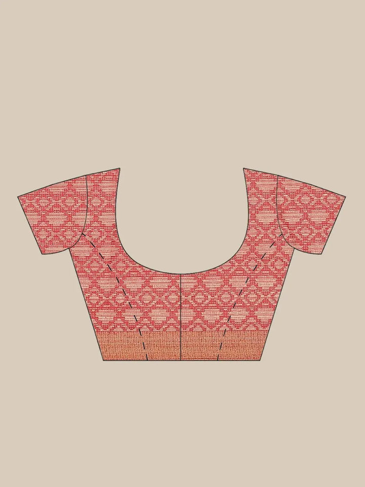 Red Printed Chiffon Saree - Libas