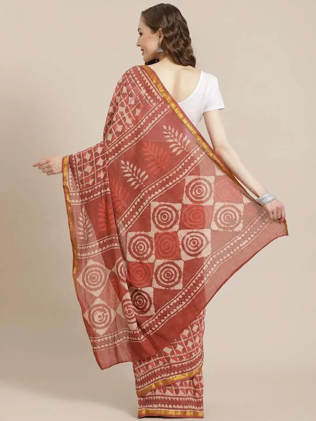 

Red Printed Cotton Saree