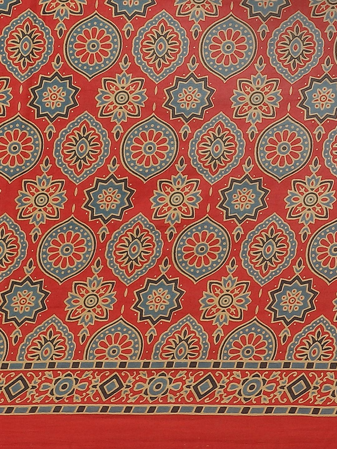 Red Printed Cotton Saree