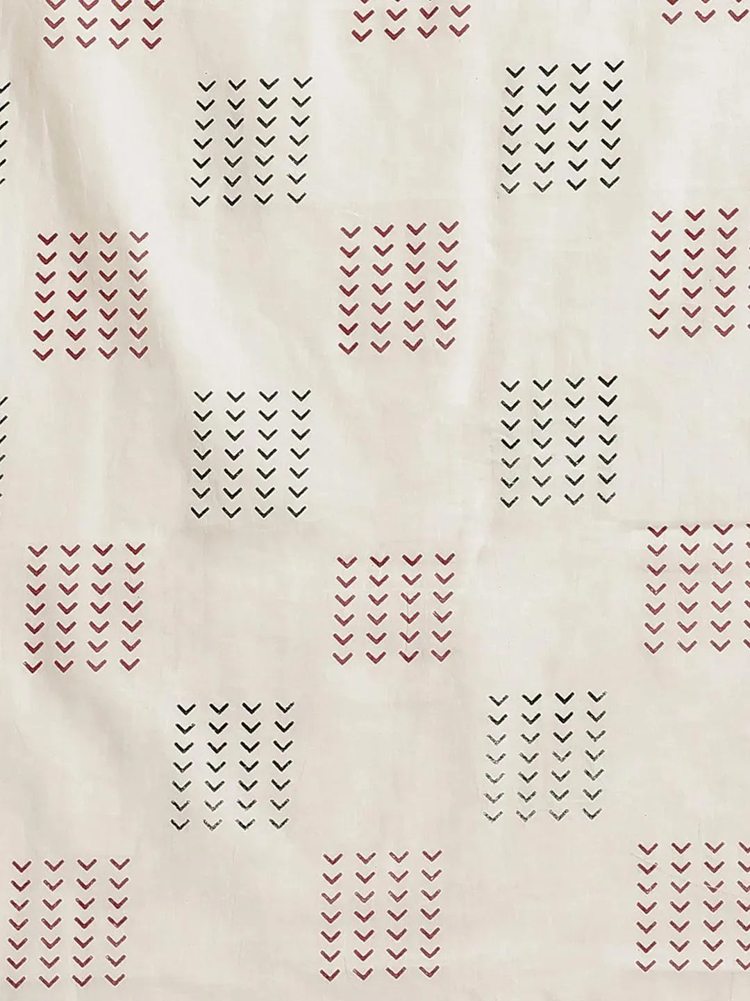 Red Printed Cotton Saree - Libas 