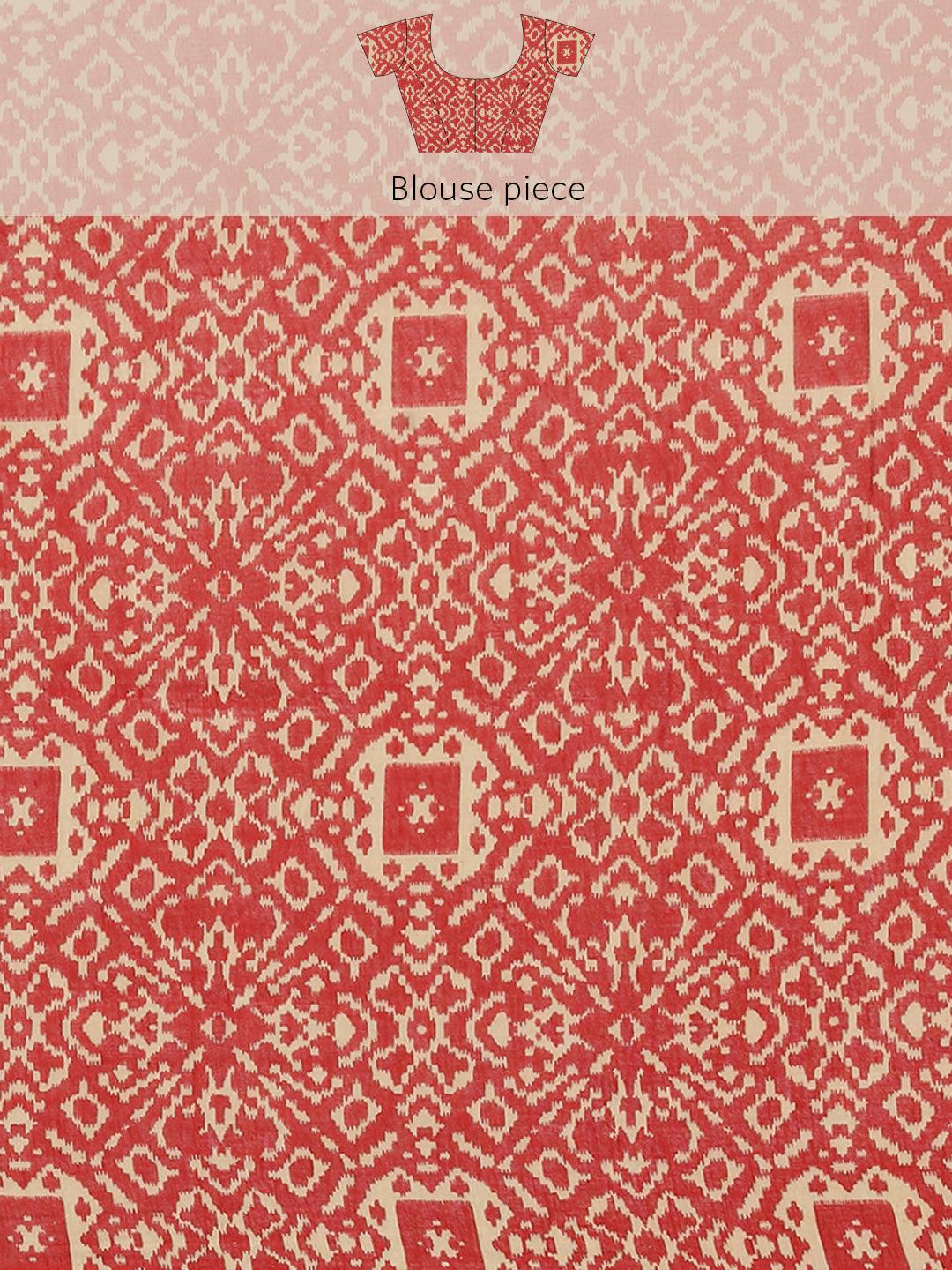 Red Printed Cotton Saree