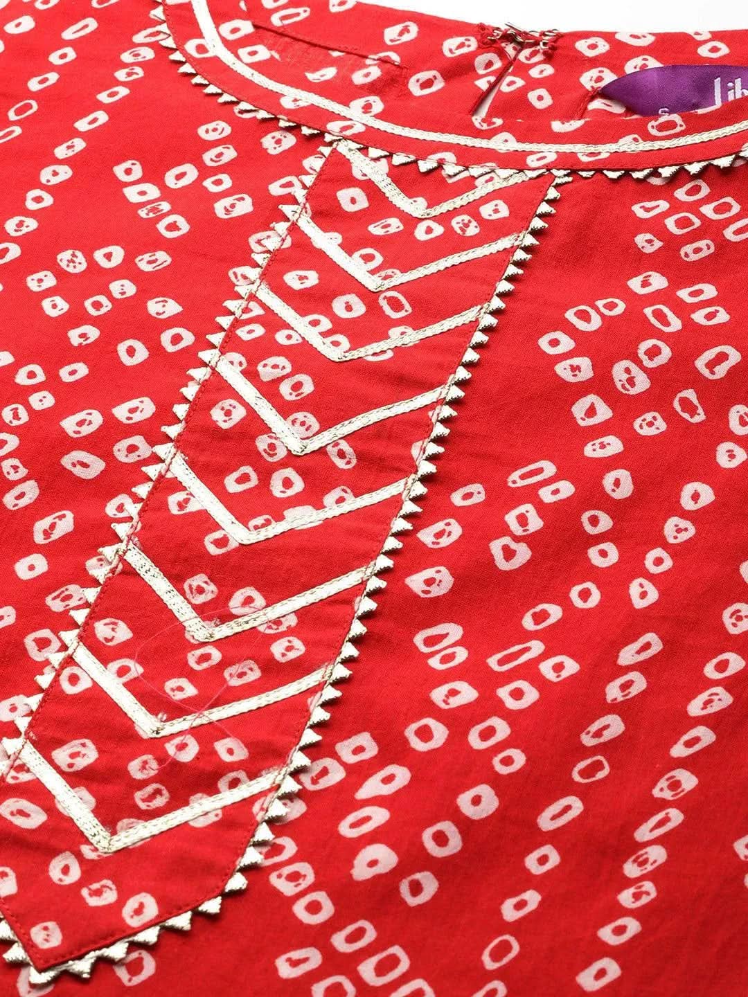 

Red Printed Cotton Straight Kurta