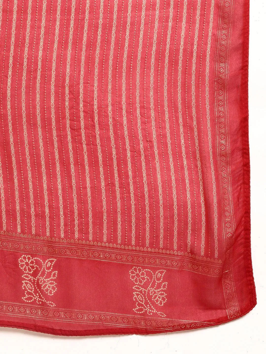 Red Printed Georgette Saree - Libas