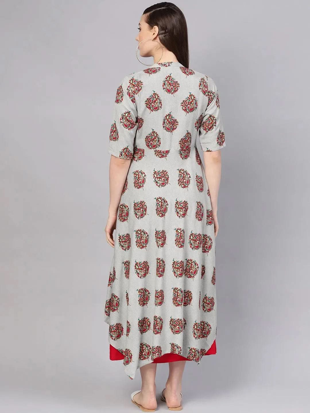 

Buy Red Printed Rayon Dress With Jacket - 8440-XXL | Libas Ethnic Wear Online