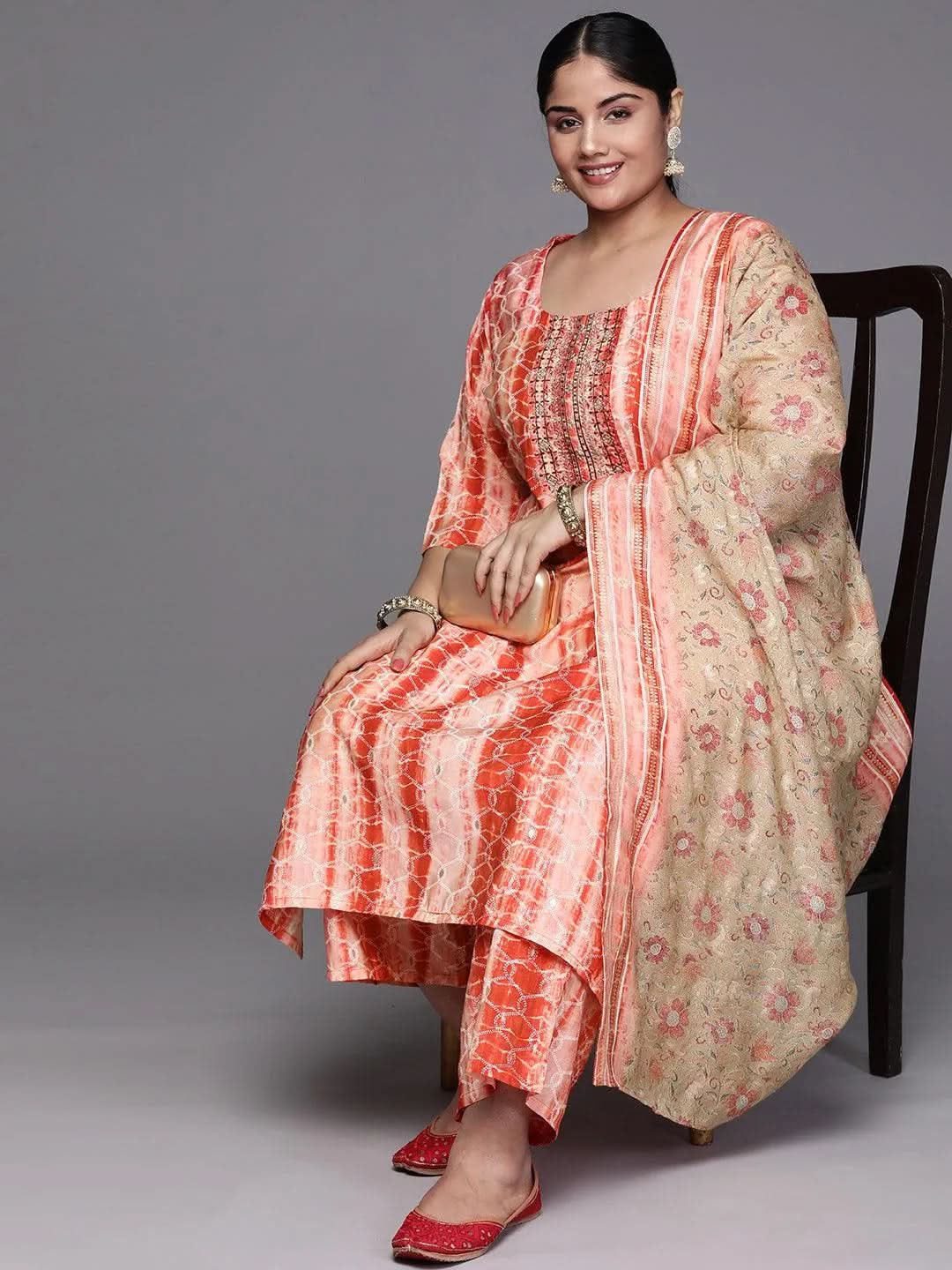 Black Yoke Design Cotton Straight Kurta With Trousers & Dupatta - Libas 