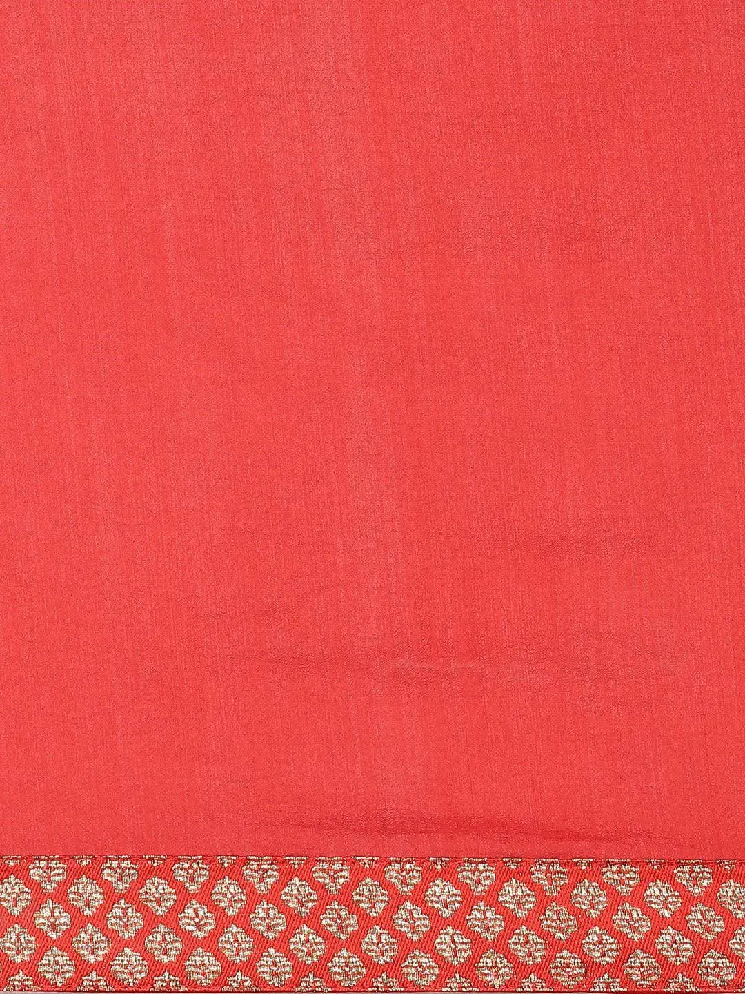 Red Solid Chiffon Saree - Libas 