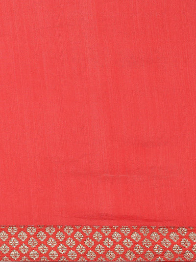 Red Solid Chiffon Saree - Libas